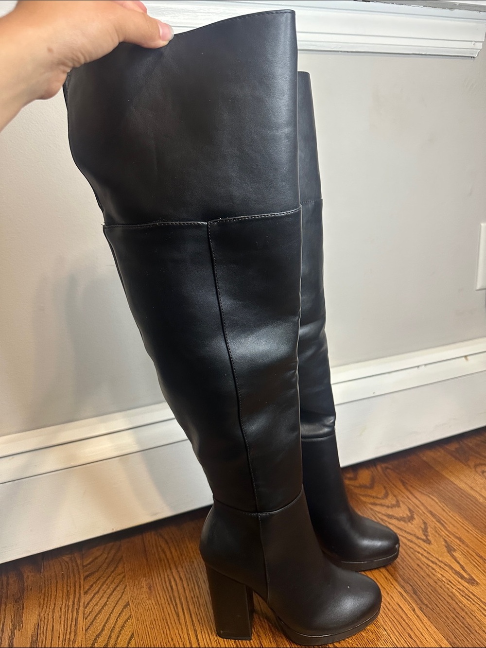 Shoe Dazzle Black Over-the-Knee Block Heel Boots